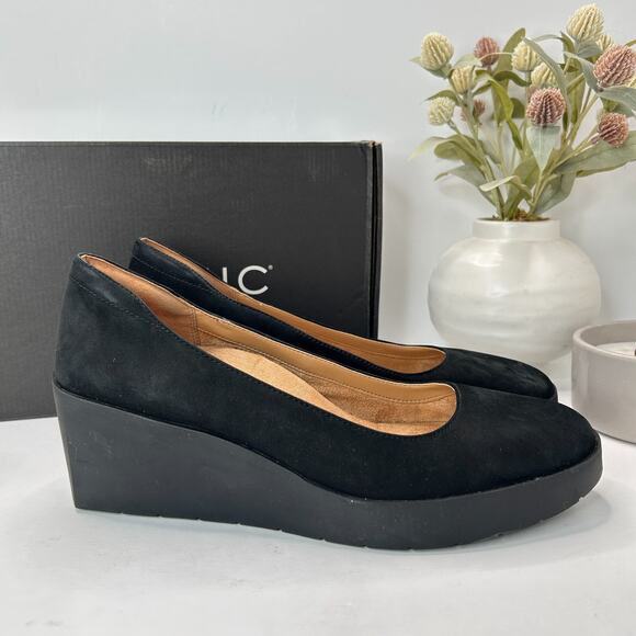 Vionic Shoes - Vionic Sereno Wedge Slip On Black Nubuck Pumps I8693L1001 Women's 11 Wide